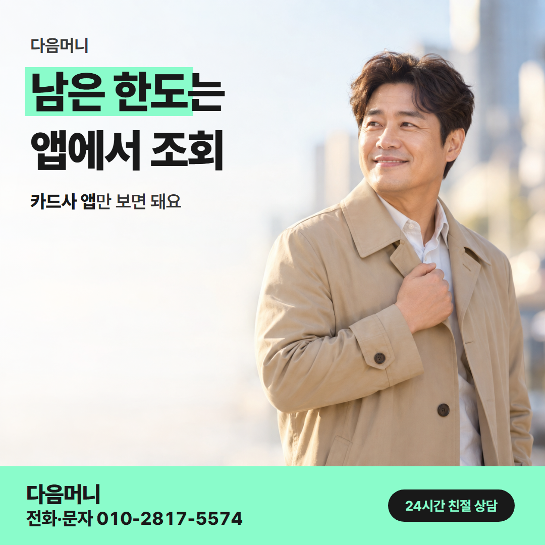 다음머니 부천카드깡 이용 가능 금액